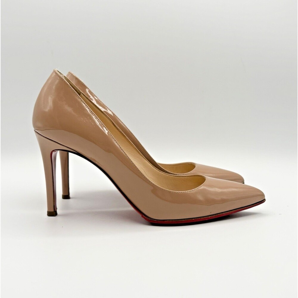 Christian Louboutin Beige Patent Leather Pointed-Toe Pumps